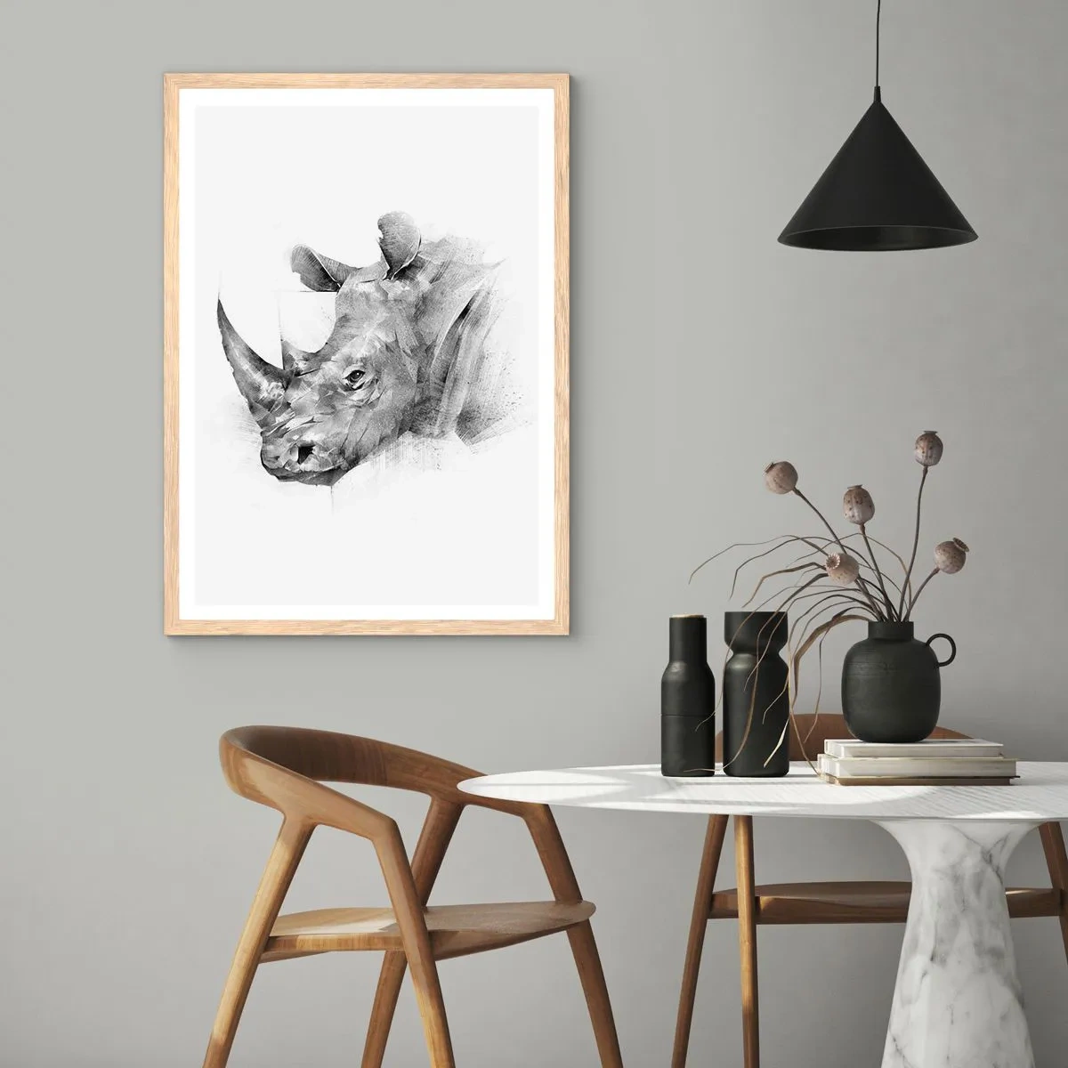 Poster în ramă de stejar deschis - Portret african - 70x100 cm