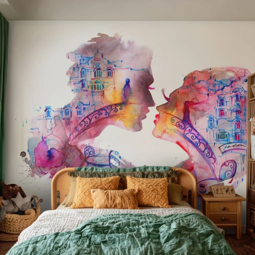 Fototapetă personalizată Premium Canvas - Podul secret al suspinelor - Abstracția, Cuplu îndrăgostit, Arhitectură