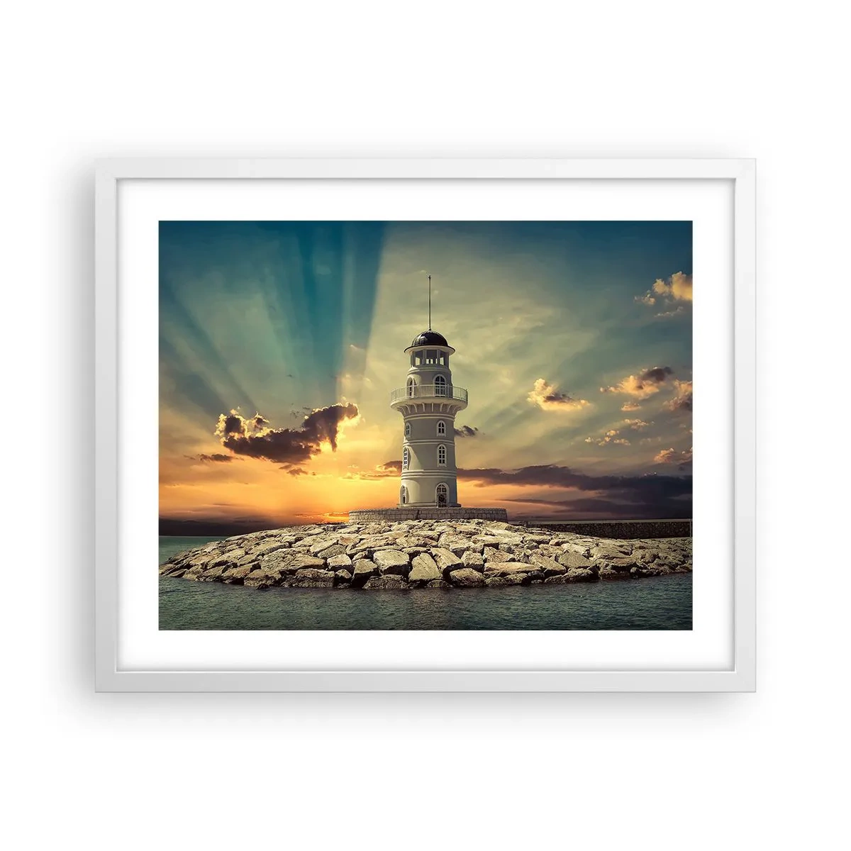 Poster în ramă albă - Lumină - Bunătate - Frumusețe - 50x40 cm