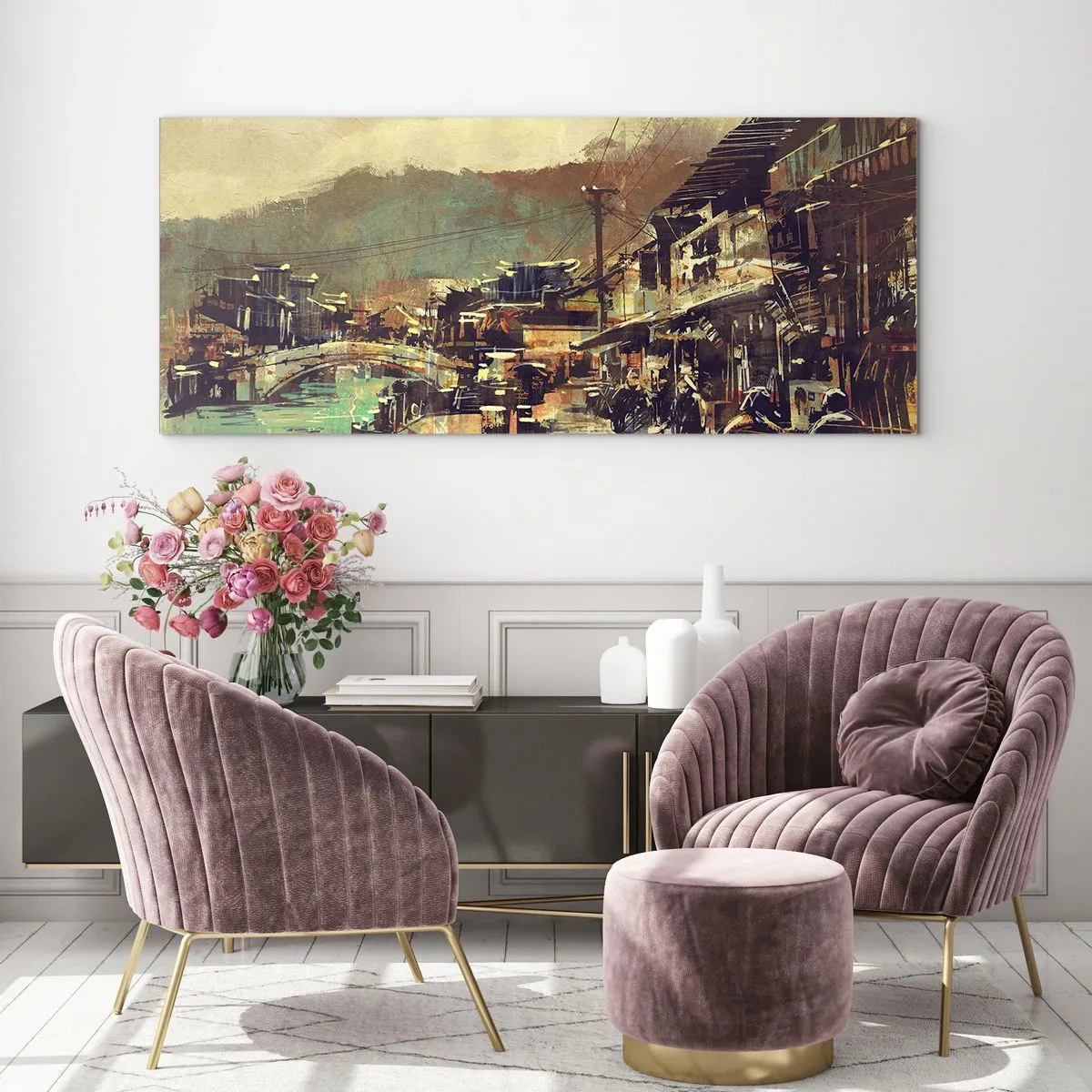 Tablou pe sticlă - Viața ca o bogăție de gri - 100x40 cm