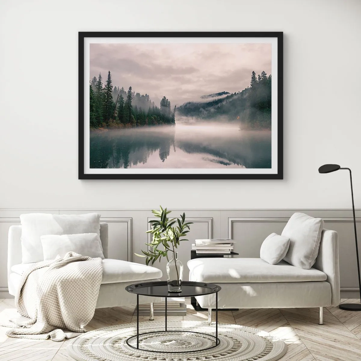 Poster în ramă neagră - În reverie, în ceață - 91x61 cm