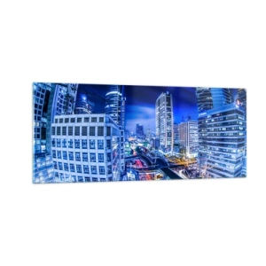 Tablou pe sticlă - Ritmurile orașului de noapte - 100x40 cm