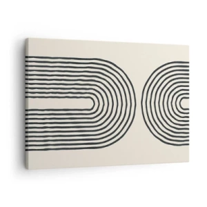Tablou pe pânză Canvas - Model geometric abstract cu linii simetrice pe un fundal deschis - 70x50cm - În curând... - Decorațiune modernă pentru perete pentru living și dormitor ARTTOR