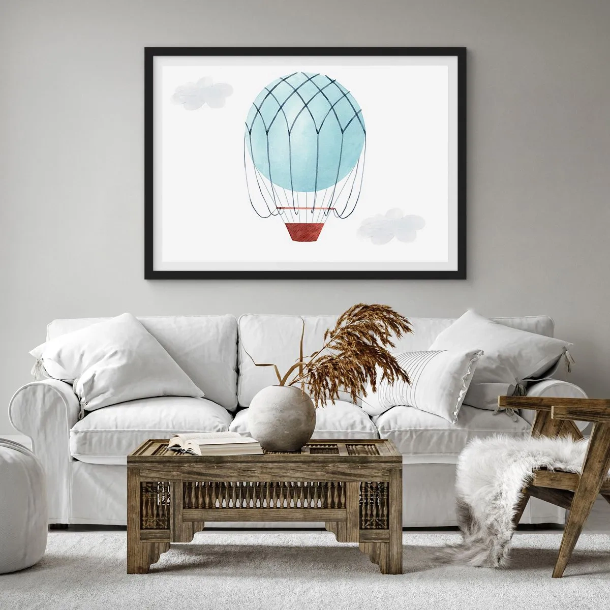 Poster în ramă neagră - Complet în nori - 70x50 cm