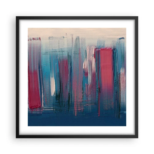 Poster în ramă neagră - Compoziție verticală în albastru și roșu - 50x50 cm