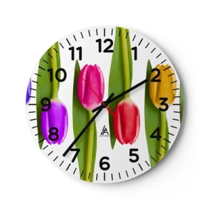 Ceas de perete - Ceas pe sticlă - Compoziție curcubeu - 30x30 cm