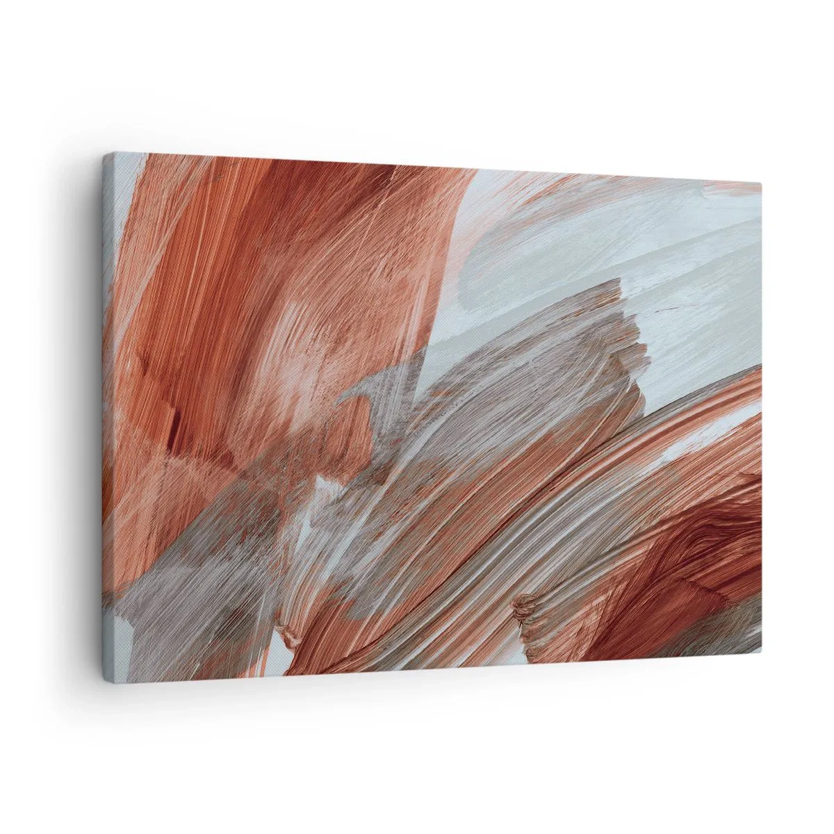 Tablou pe pânză Canvas - Pensule abstracte în nuanțe de cupru și gri - 70x50cm - Abstracție autumnală și vântoasă - Decorațiune modernă pentru perete pentru living și dormitor ARTTOR