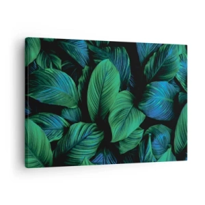 Tablou pe pânză Canvas - Frunze verzi într-un stil minimalist - 70x50cm - Traficul verde - Decorațiune modernă pentru perete pentru living și dormitor ARTTOR