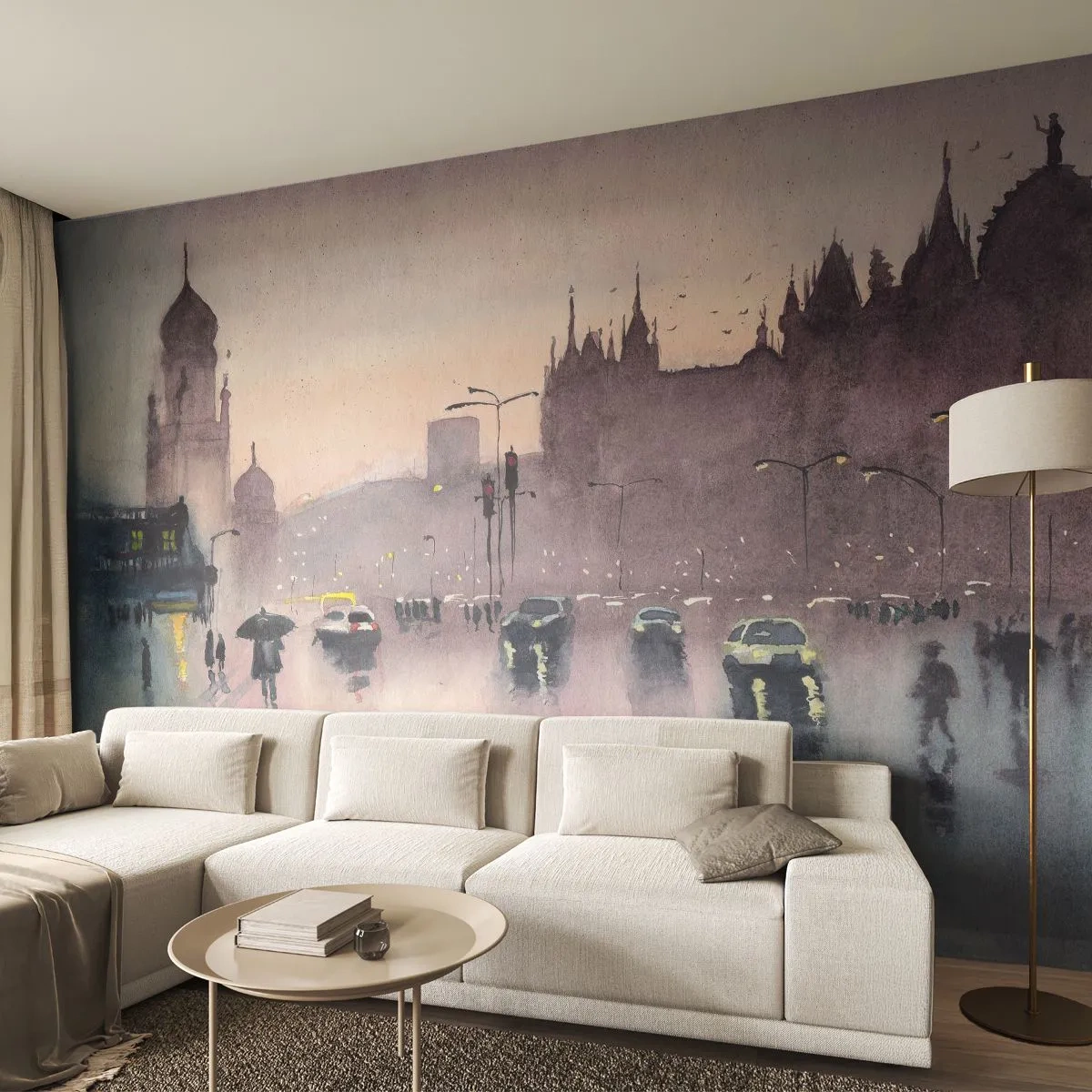 Tapet Premium Sand - Într-o ceață ploioasă - Oraș, Arhitectură, Monumente - 250x175 cm