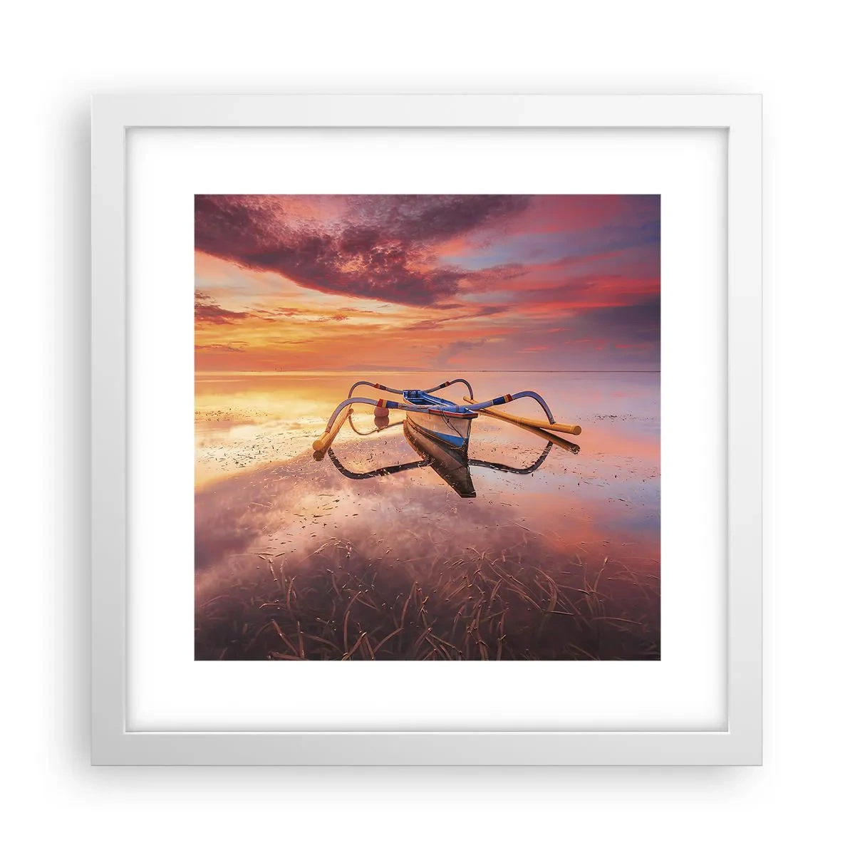 Poster în ramă albă - Liniștea unei seri tropicale - 30x30 cm
