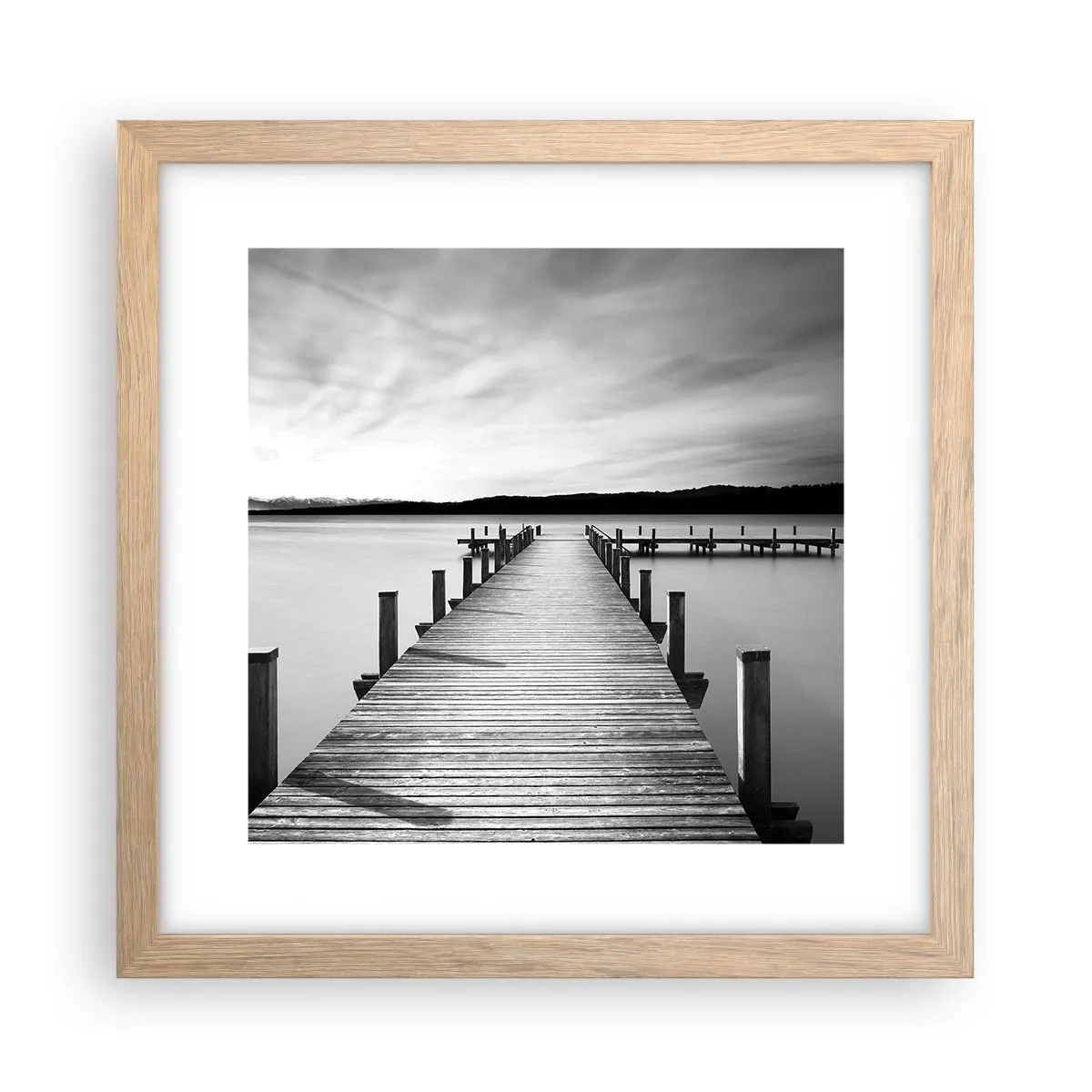 Poster în ramă de stejar deschis - La adăpostul apei - pace - 30x30 cm