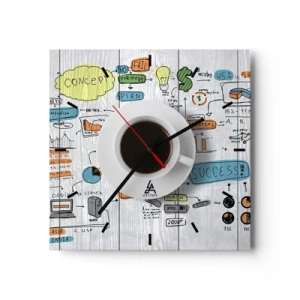 Ceas de perete - Ceas pe sticlă - Timp pentru o pauză - 30x30 cm