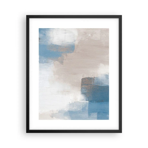Poster în ramă neagră - Abstracție roz în spatele unui voal de albastru - 40x50 cm