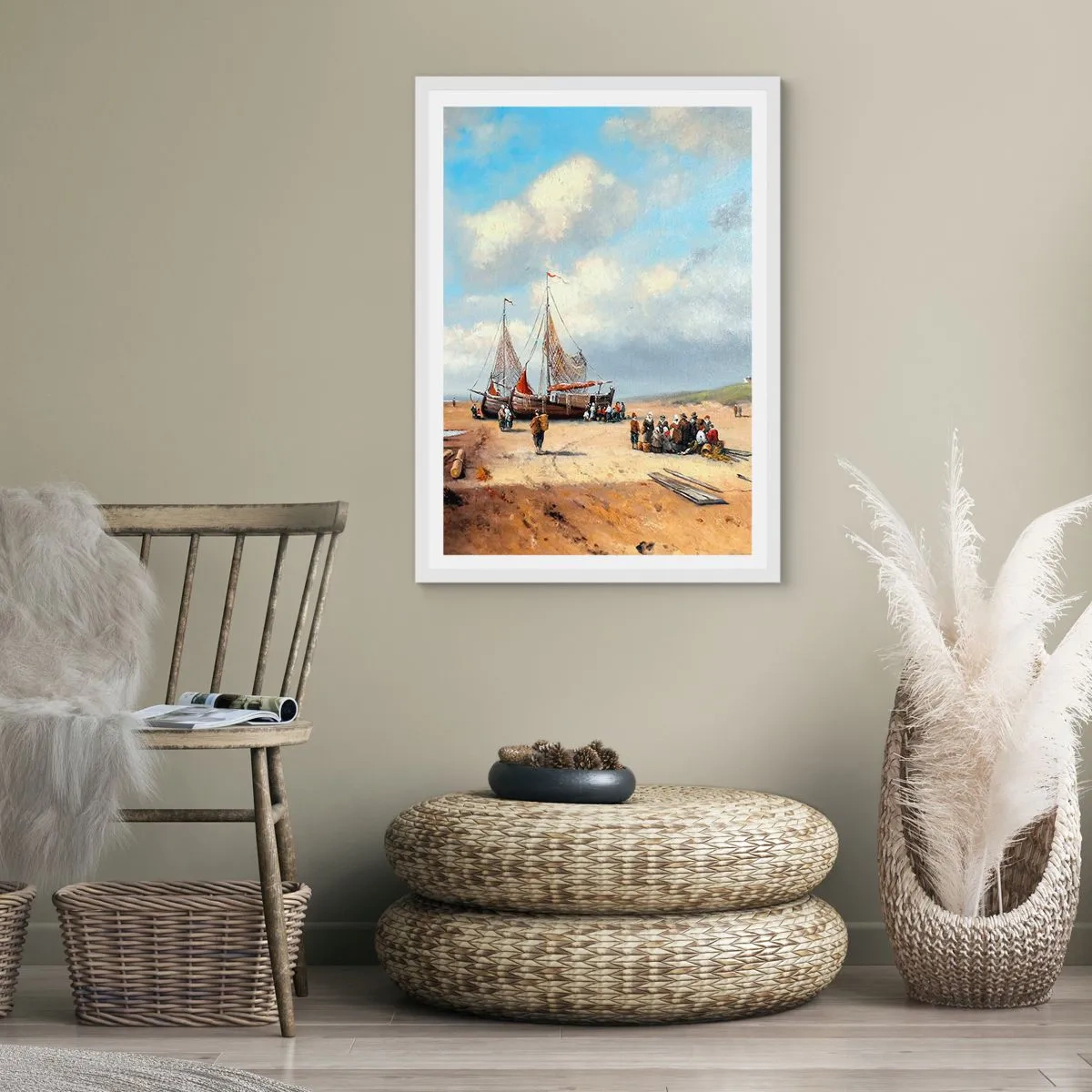 Poster în ramă albă - Pescuit de succes - 40x50 cm