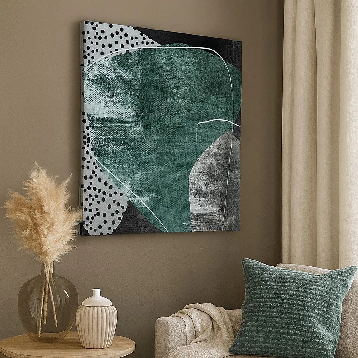 Tablou pe pânză - Abstracție colorată cu fulgi de aur - 30x30 cm