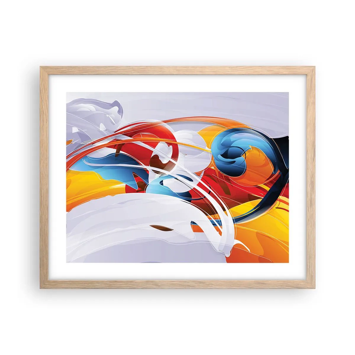 Poster în ramă de stejar deschis - Dansul elementelor - 50x40 cm