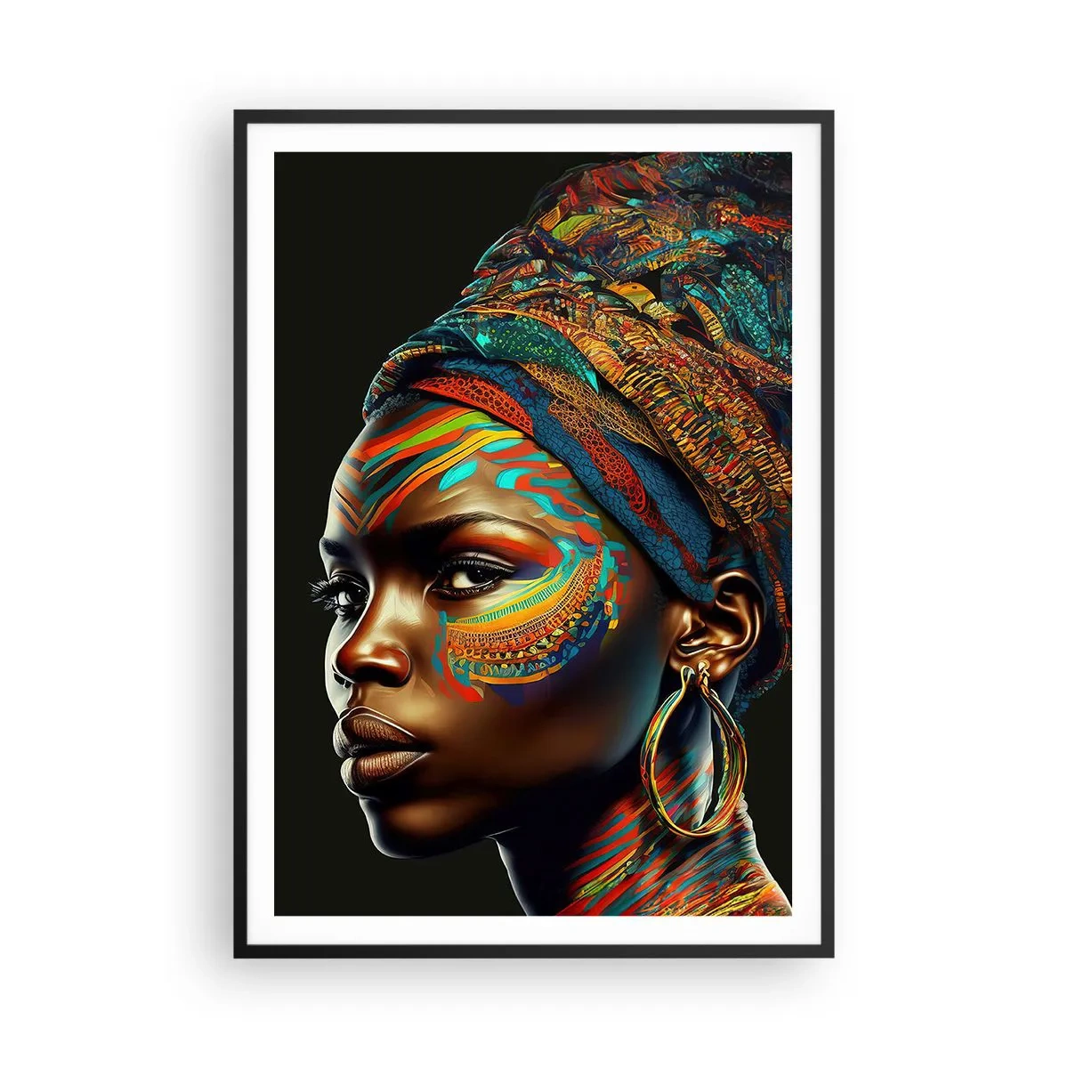 Poster în ramă neagră - Regina africană - 70x100 cm