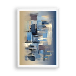 Poster în ramă albă - Construcție albastră - 70x100 cm