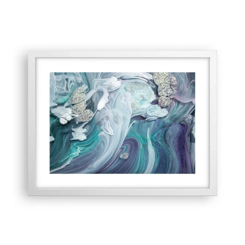 Poster în ramă albă - Râuri de albastru - 40x30 cm
