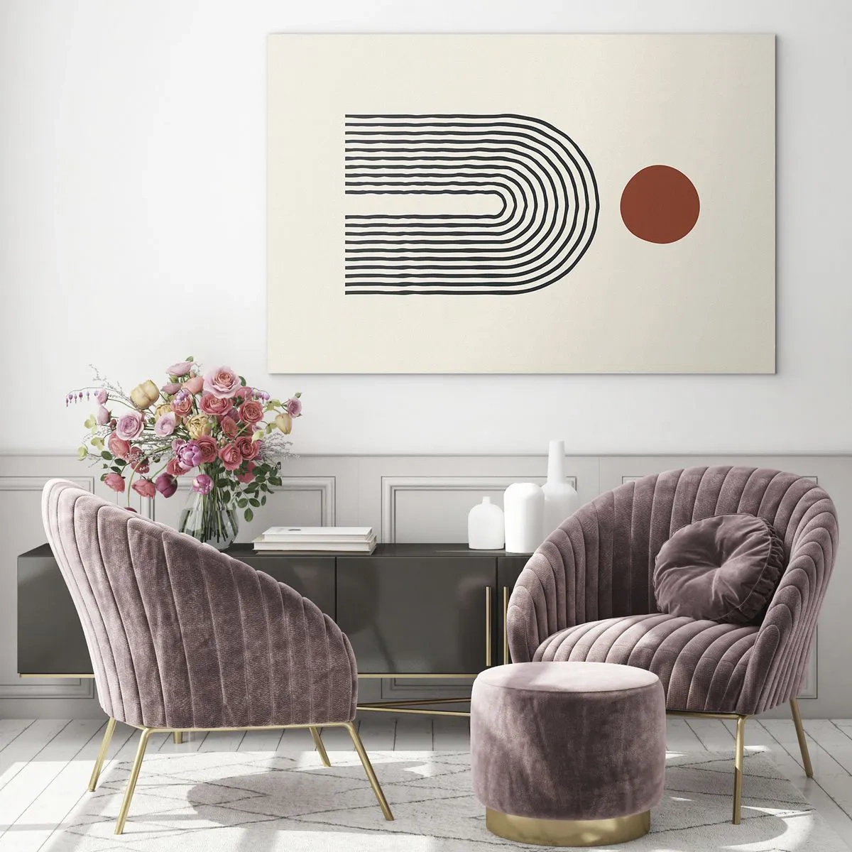 Tablou pe sticlă - Magnetismul formelor și al culorilor - 100x70 cm