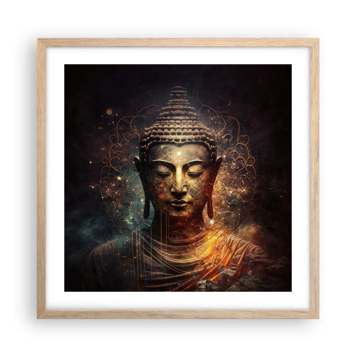 Poster în ramă de stejar deschis - Echilibru spiritual - 50x50 cm