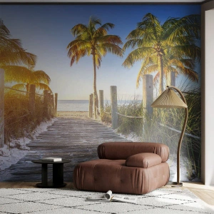 Tapet Premium Sand - Direct în paradis - Peisaj, Palmier de nuca de cocos, plajă - 100x70 cm