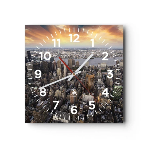 Ceas de perete - Ceas pe sticlă - Inima care bate în timpul nostru - 40x40 cm