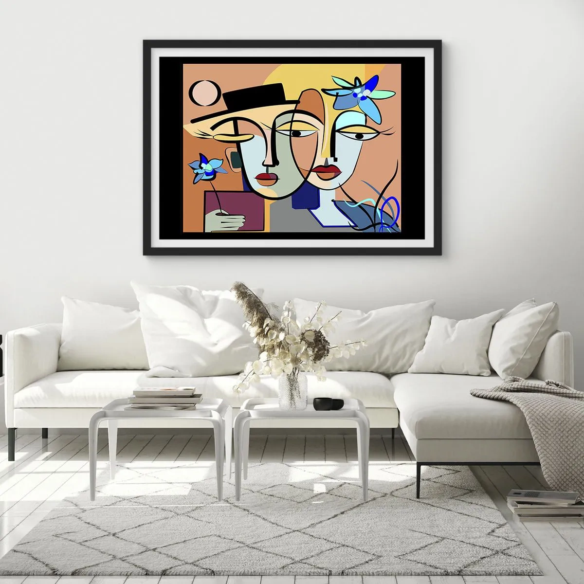 Poster în ramă neagră - Întâlnire cu Picasso - 91x61 cm