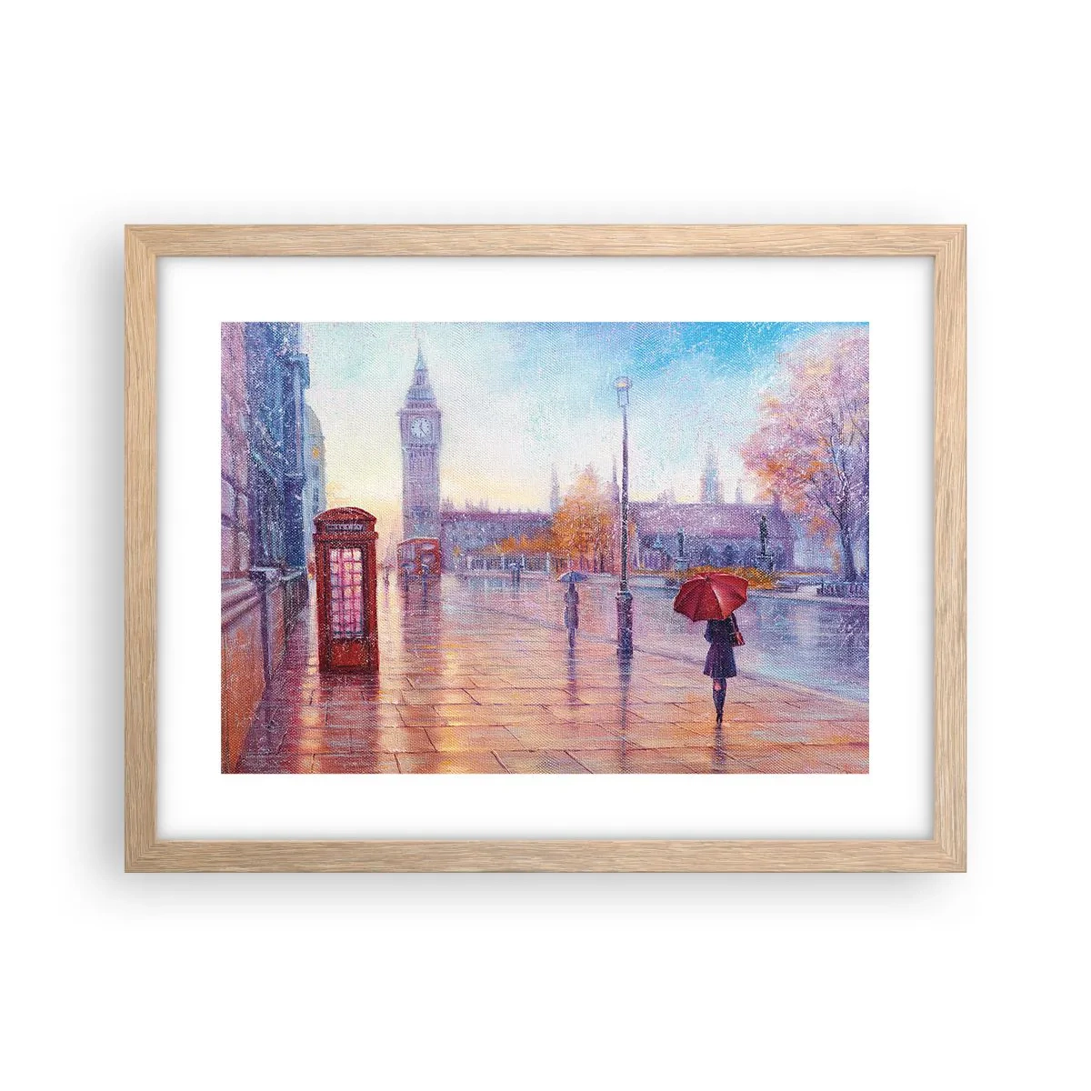 Poster în ramă de stejar deschis - O zi de toamnă londoneză - 40x30 cm
