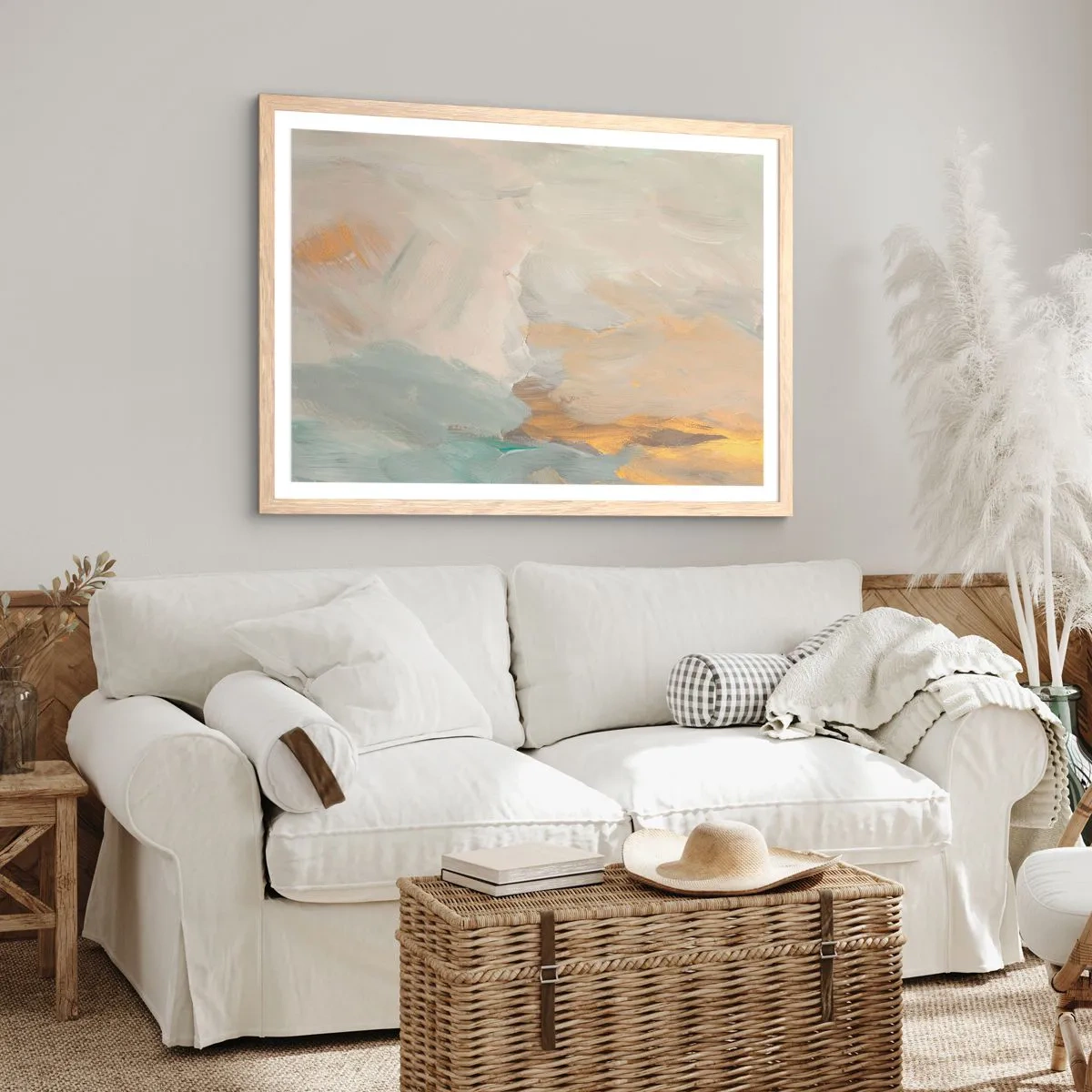 Poster în ramă de stejar deschis - Abstracție - lumea blândeții - 40x30 cm