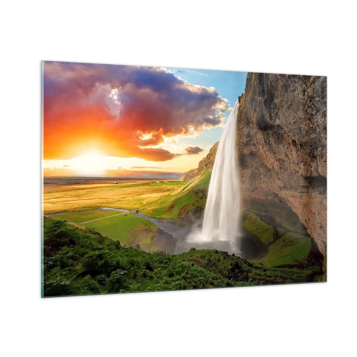 Tablou pe sticlă - Vara plină de Islanda - 100x70 cm