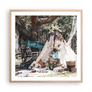 Poster în ramă de stejar deschis - Make love… - 60x60 cm