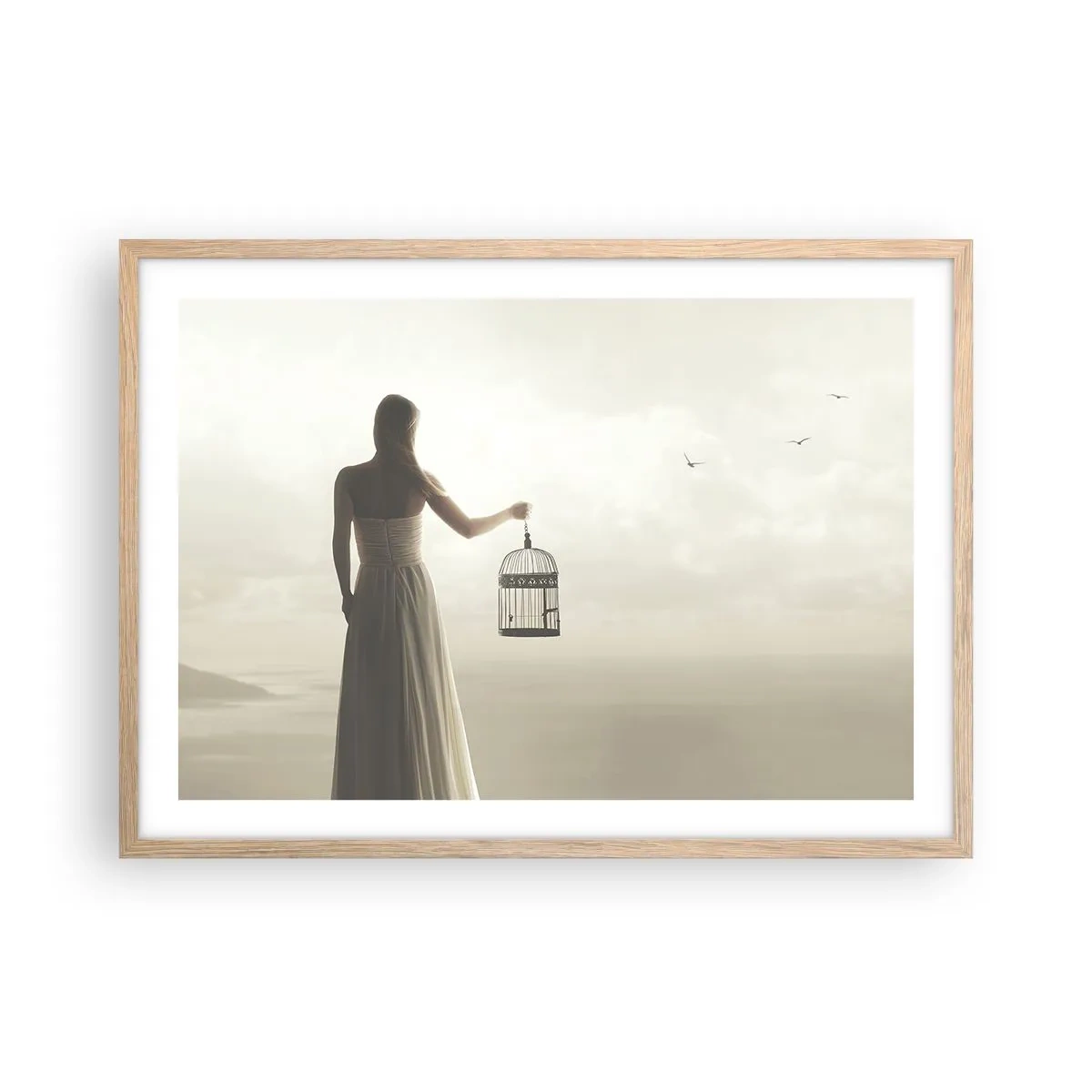 Poster în ramă de stejar deschis - Fii liberă - 70x50 cm