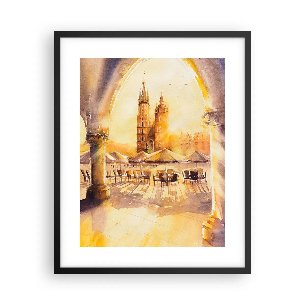 Poster în ramă neagră - Răsărit în Cracovia - 40x50 cm