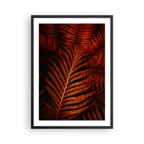Poster în ramă neagră - Frunze de palmier roșii în iluminare artistică - 50x70cm - Ardoarea vieții - Decorațiune modernă pentru perete pentru living și dormitor ARTTOR