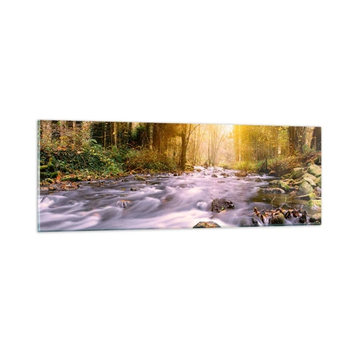 Tablou pe sticlă - Malachit în rame de argint și aur - 90x30 cm
