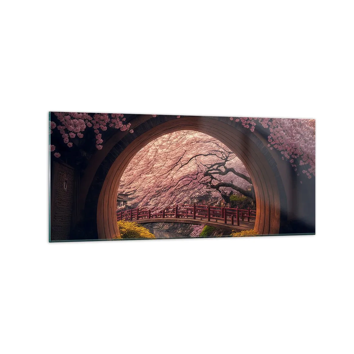Tablou pe sticlă - Primăvara japoneză - 120x50 cm