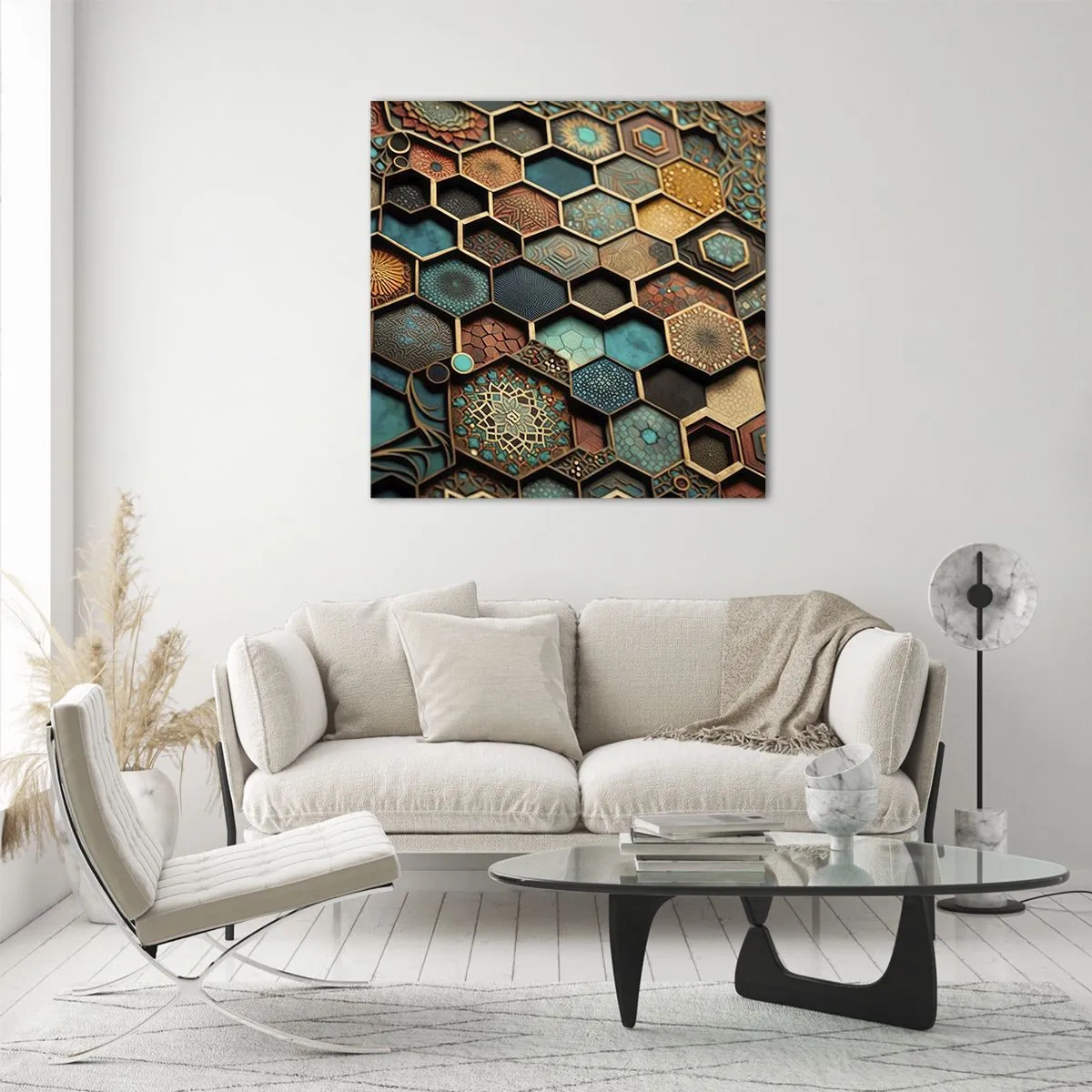 Tablou pe sticlă - Ornamente arabe - o variație - 30x30 cm