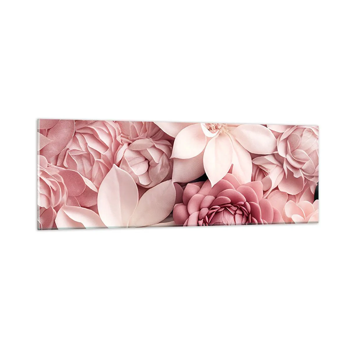 Tablou pe sticlă - În petale roz - 90x30 cm