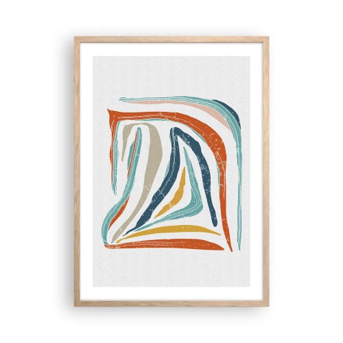 Poster în ramă de stejar deschis - Abstracție prietenoasă și zâmbitoare - 50x70 cm