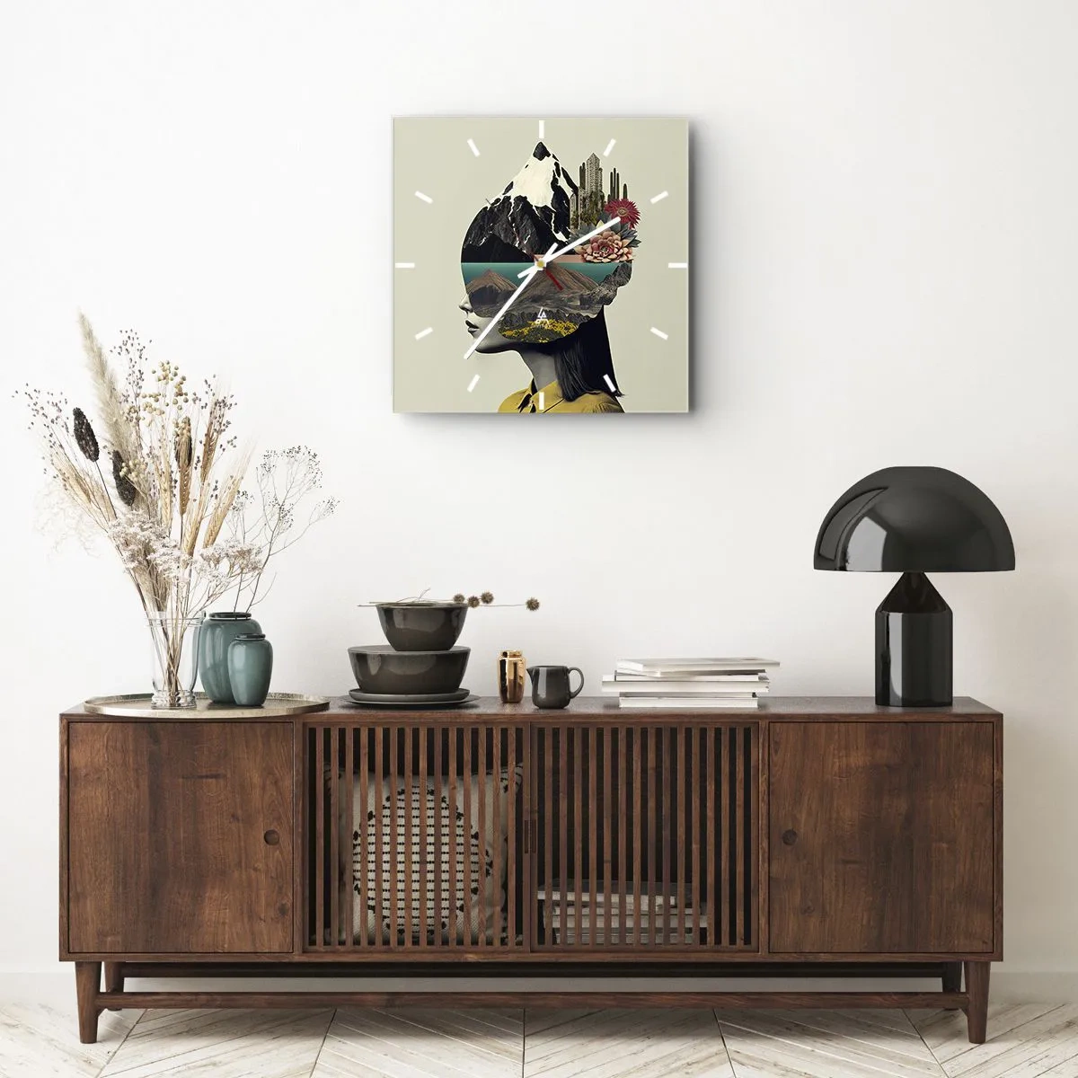 Ceas de perete - Ceas pe sticlă - Femeia - întotdeauna un mister - 40x40 cm
