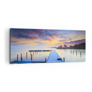 Tablou pe pânză - Seninătate mov-auriu - 100x40 cm