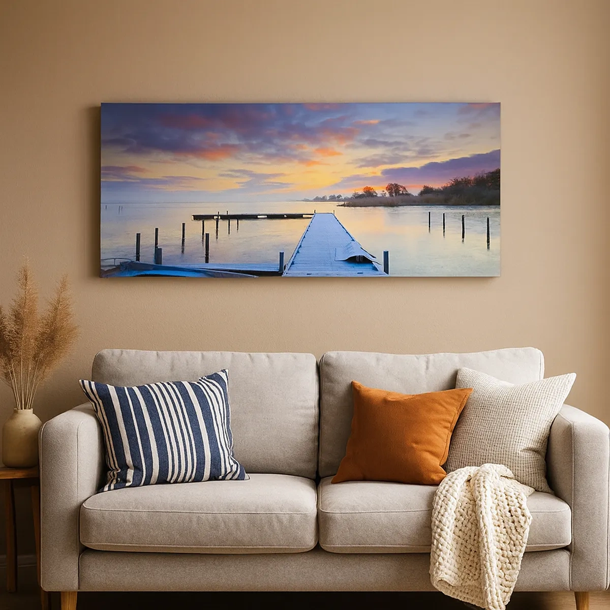 Tablou pe pânză - Seninătate mov-auriu - 30x30 cm