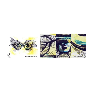 Mostră tapet Premium Canvas - Prin ochelari albaștri - Abstracția, Ochelari de damă, Ochi Femei - 100x30 cm