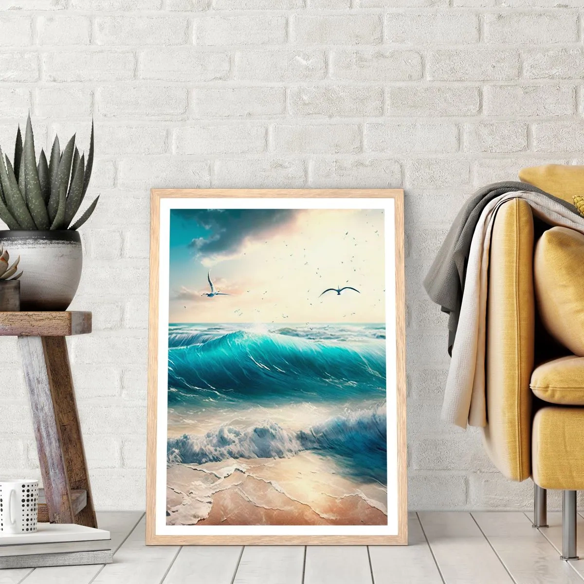Poster în ramă de stejar deschis - Sunetul valurilor doar pentru tine - 30x40 cm