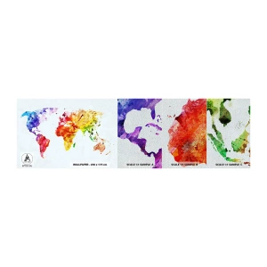 Mostră tapet Premium Sand - Toate culorile lumii - Harta lumii, Grafică, Continente - 100x30 cm