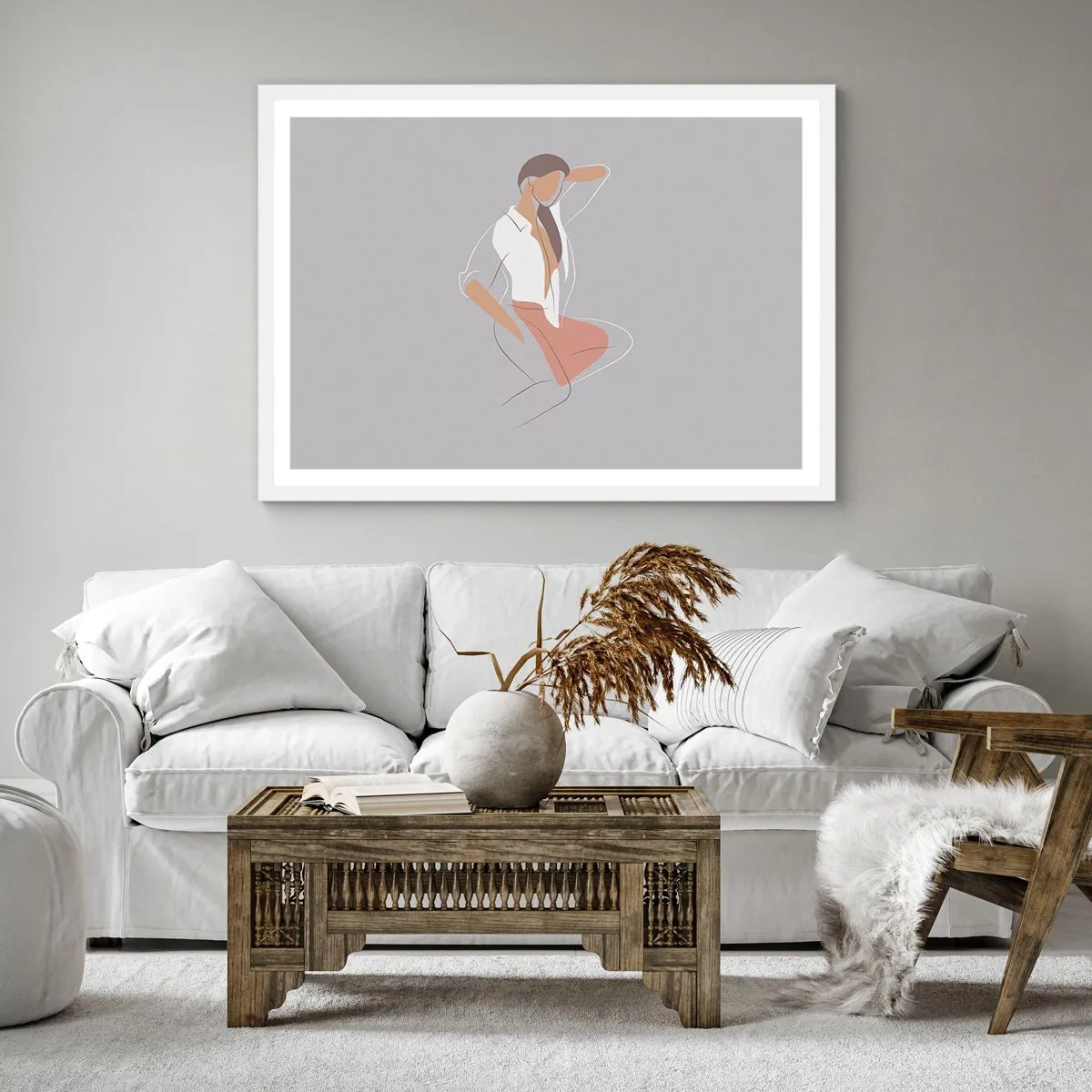 Poster în ramă albă - Schiță de farmec - 30x30 cm