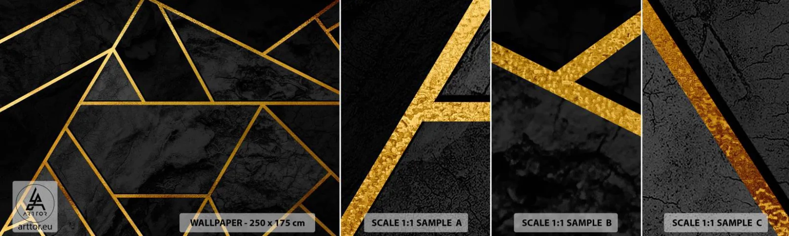 Mostră tapet autocolant Deluxe Sticker - Întuneric și lumină - Abstracția, Bucată, Model modern - 100x30 cm