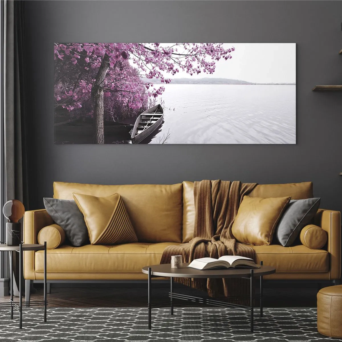 Tablou pe sticlă - În tăcerea roz - 100x40 cm