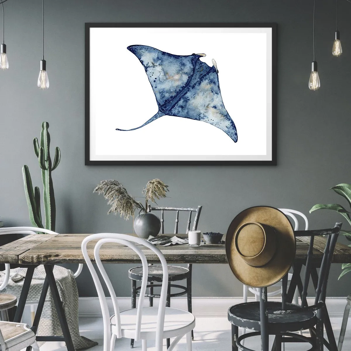 Poster în ramă neagră - Viața în albastru - 91x61 cm